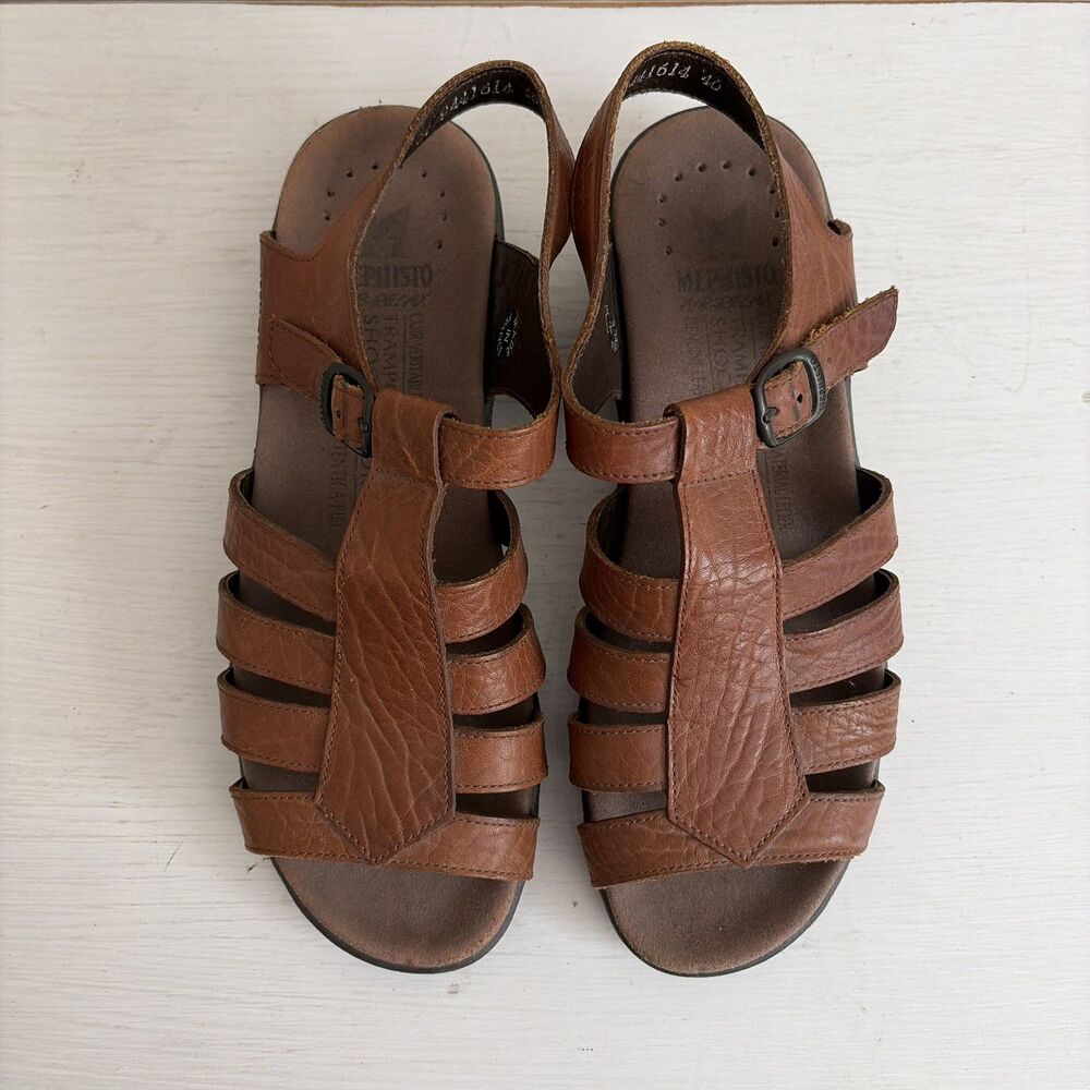 MEPHISTO Womens Brown Leather Fisherman Sandals Size 40 US 10 Open Toe